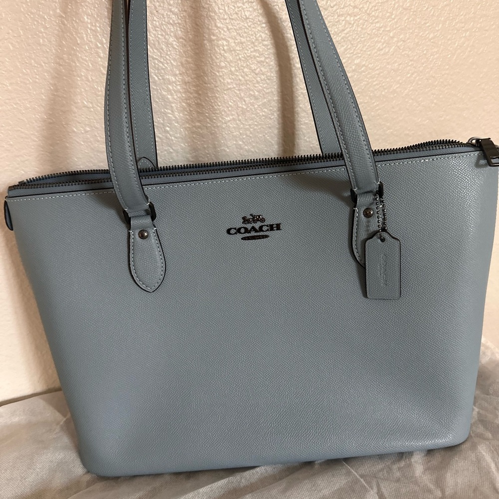 Authentic Coach Blue Leather Tote Bag